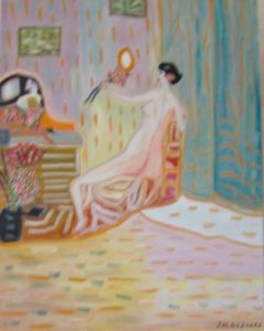 Voir le détail de cette oeuvre: Jeune femme devant son miroir  le boudoir